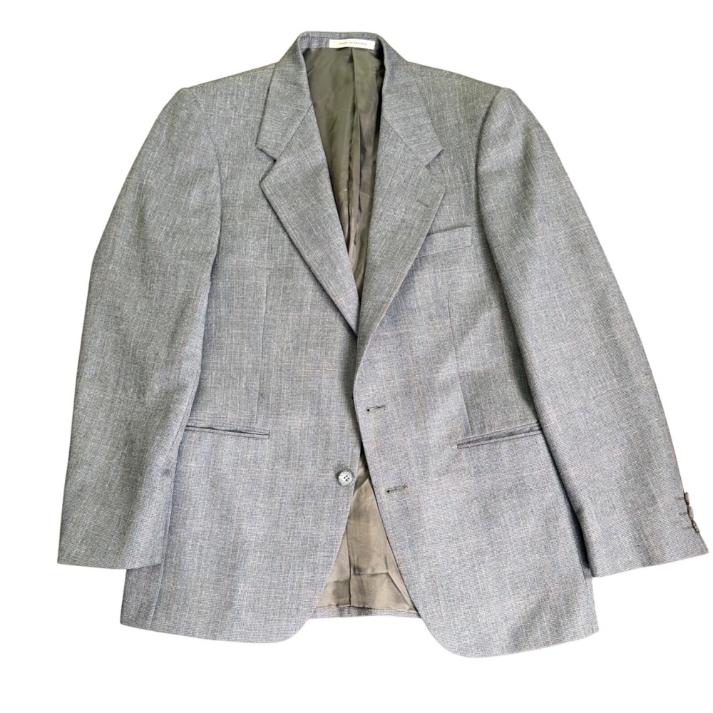 Yves Saint Laurent Menswear Grodins Grey Glen Plaid Blazer Made in France 40R